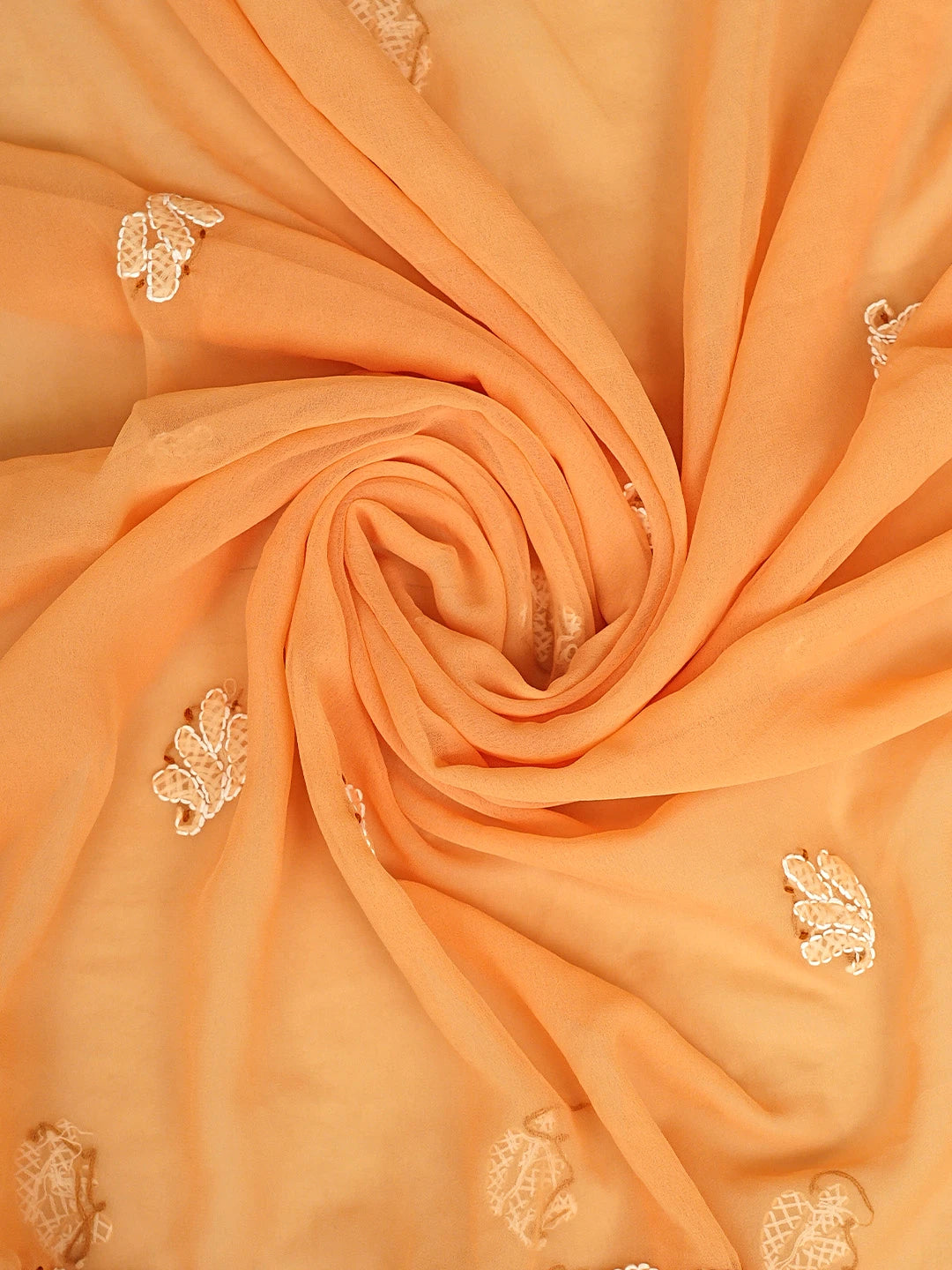 Ada Hand Embroidered Coral Glow Georgette Lucknowi Chikankari Unstitched Suit Piece 01A933053