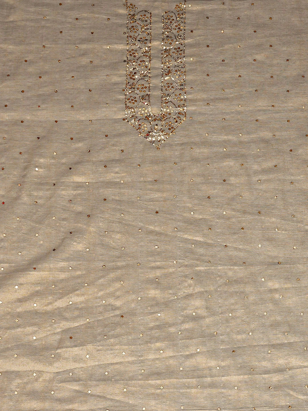 Ada Hand Embroidered Grey Tissue Unstitched Men's Kurta With Muqaish/Mukaish Work 01A908822