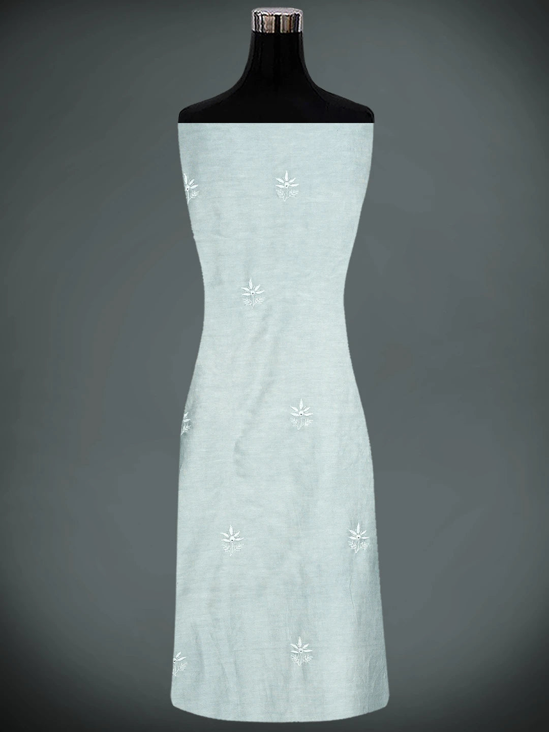 Ada Hand Embroidered Grey Chanderi Lucknowi Chikankari Unstitched Suit Piece With Cutdana Work 01A791853