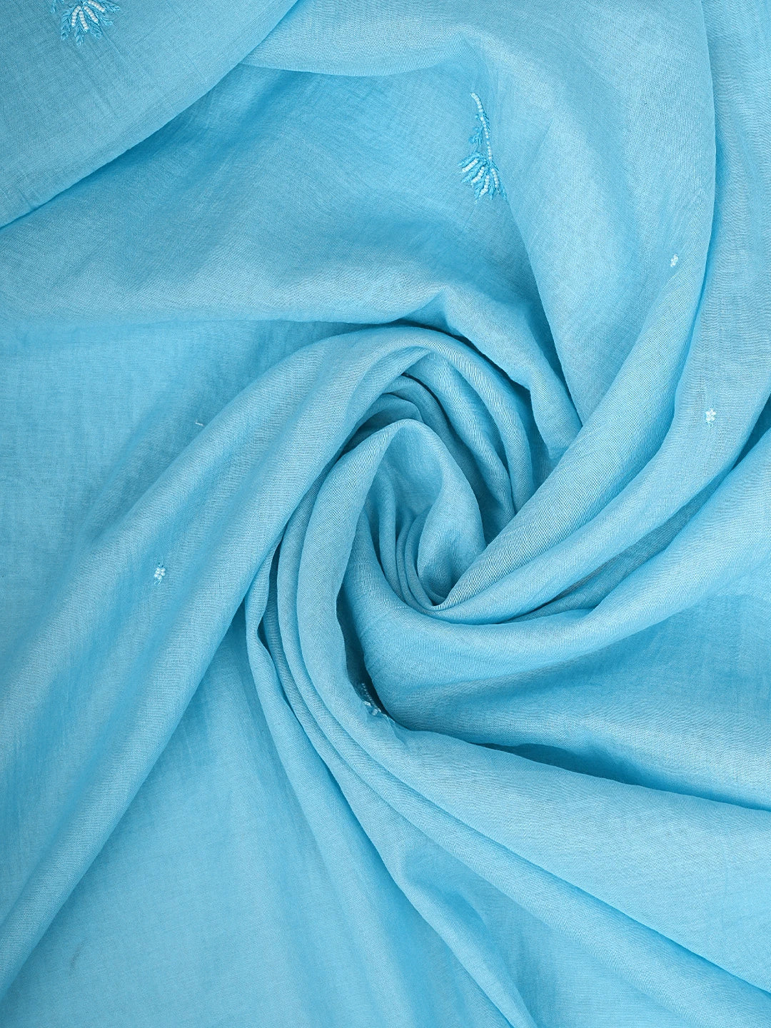 Ada Hand Embroidered Sky Blue Chanderi Lucknowi Chikankari Unstitched Kurta Dupatta Set With Pearl Work 01A911497