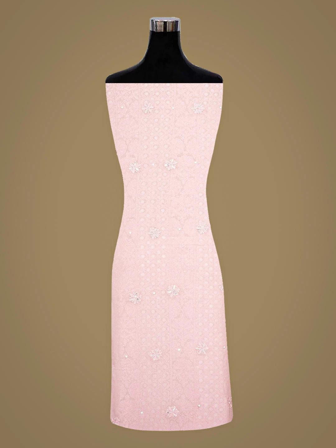Ada Hand Embroidered Pink Viscose Georgette Lucknowi Chikankari Unstitched Kurta Dupatta Set With Pearl Work 01A808400