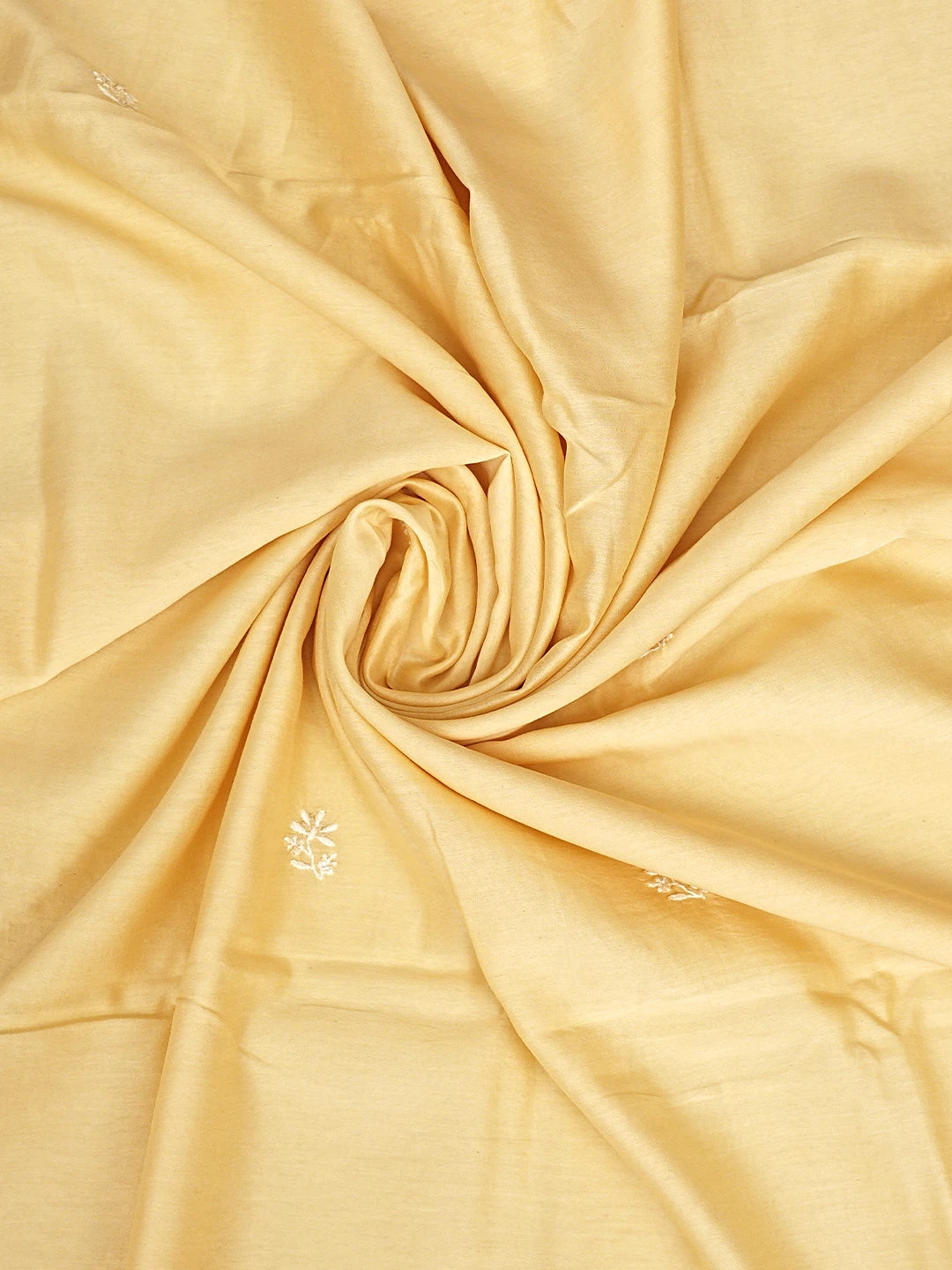 Ada Hand Embroidered Apricot Cream Chanderi Lucknowi Chikankari Unstitched Kurta Dupatta Set With Cutdana Work 01A910638