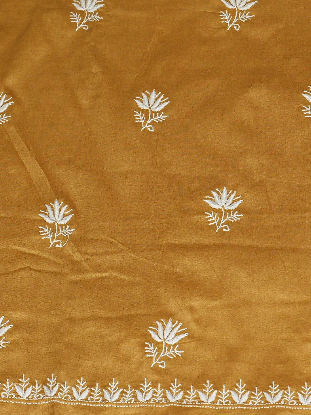 Ada Hand Embroidered Fawn Chanderi Lucknowi Chikankari Unstitched Suit Piece 01A932487