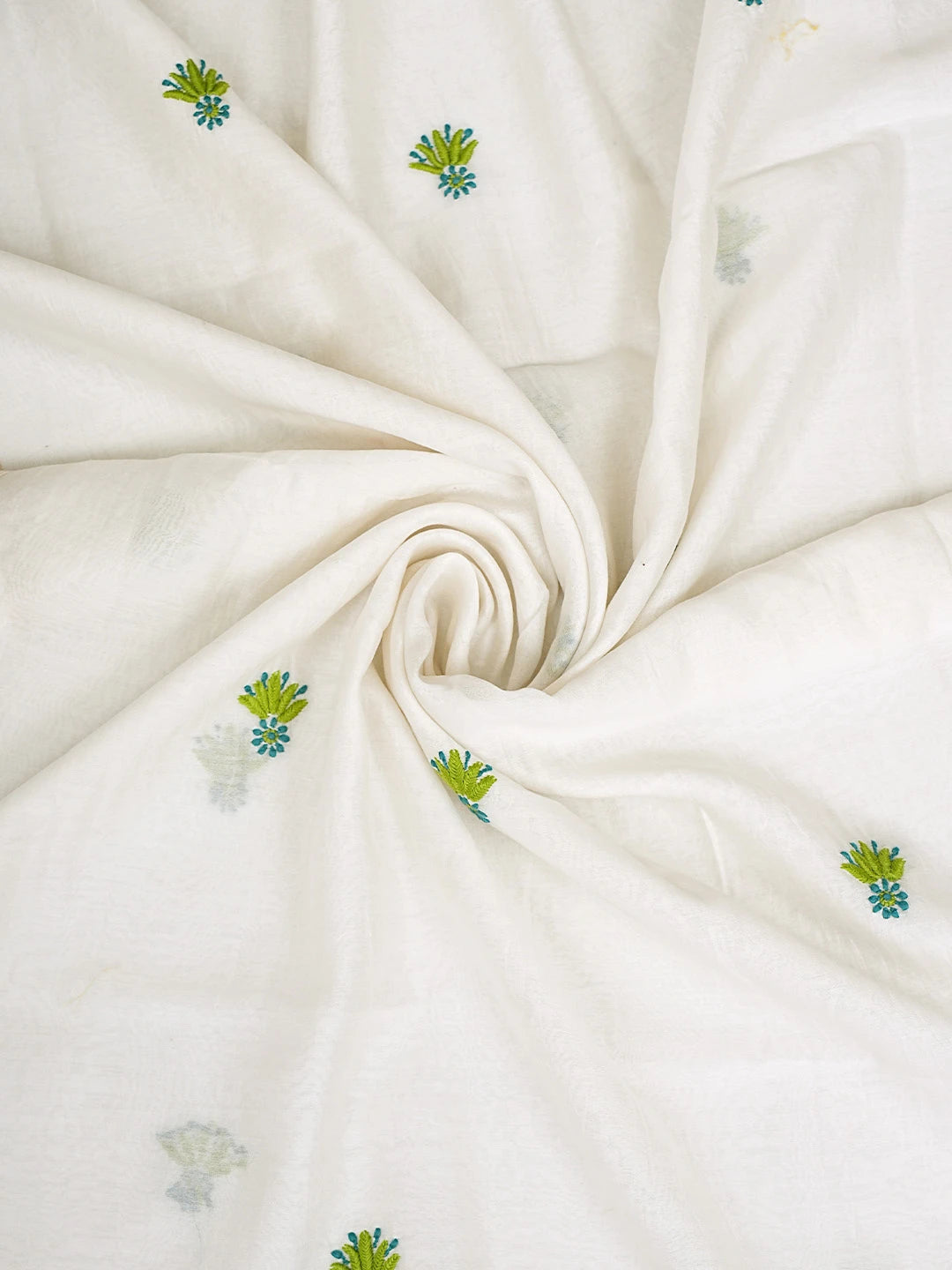Ada Hand Embroidered White Ivory Chanderi Lucknowi Chikankari Unstitched Kurta Dupatta Set 01A904783