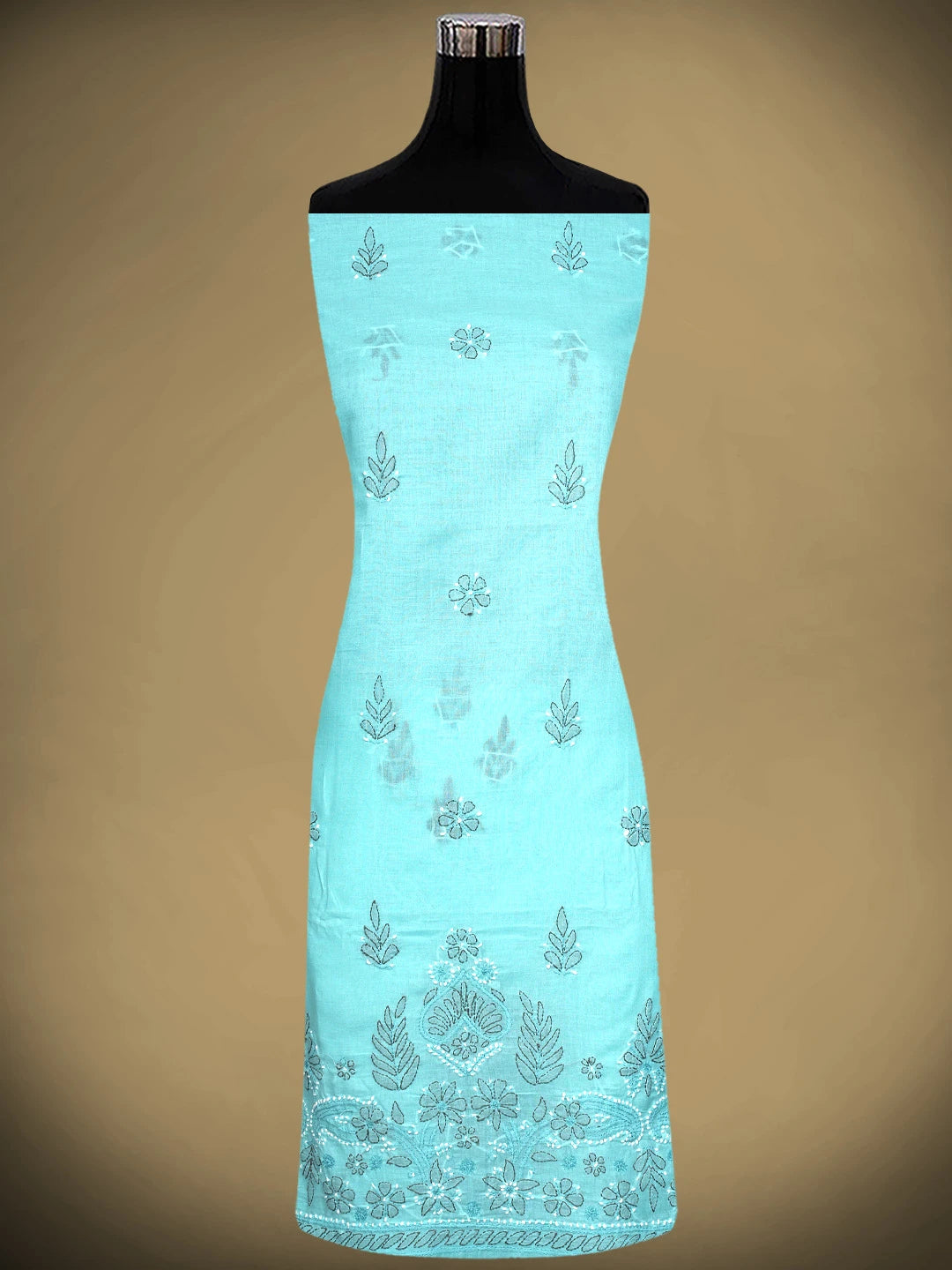 Ada Hand Embroidered Blue Cotton Lucknowi Chikankari Unstitched Suit Piece 01A886788