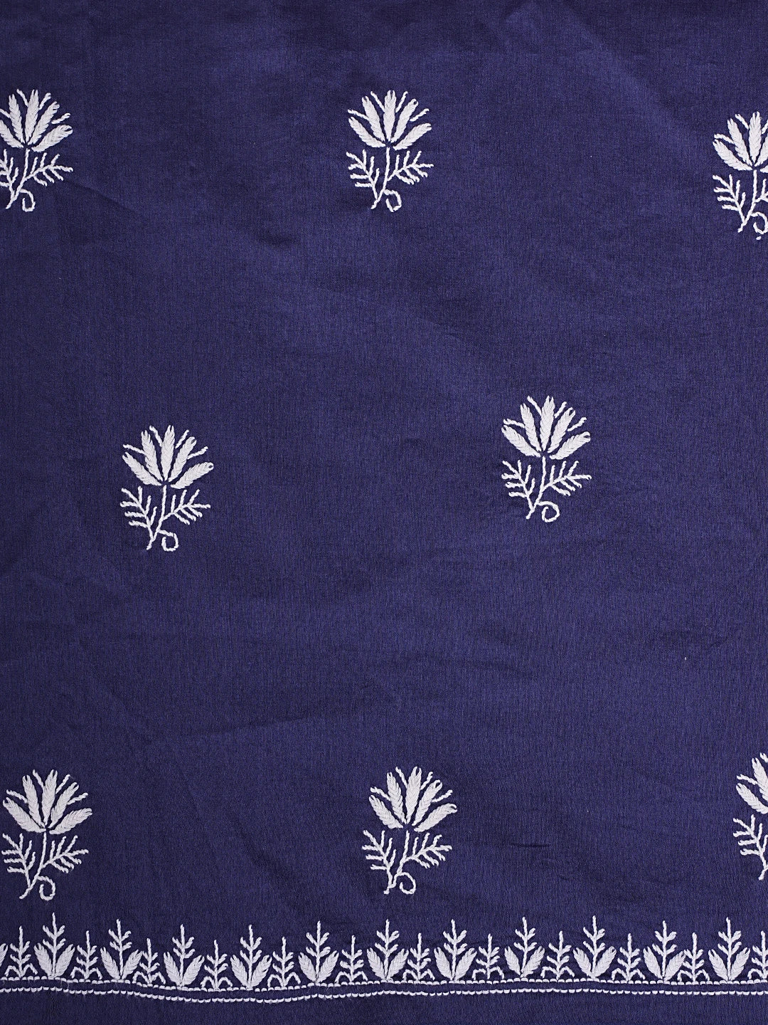 Ada Hand Embroidered Nevy Blue Chanderi Lucknowi Chikankari Unstitched Suit Piece 01A932491