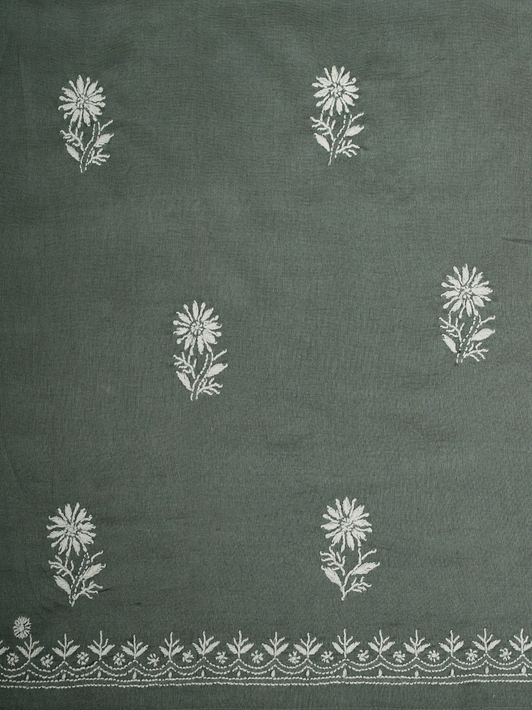 Ada Hand Embroidered Xanadu Grey Chanderi Lucknowi Chikankari Unstitched Suit Piece 01A932514