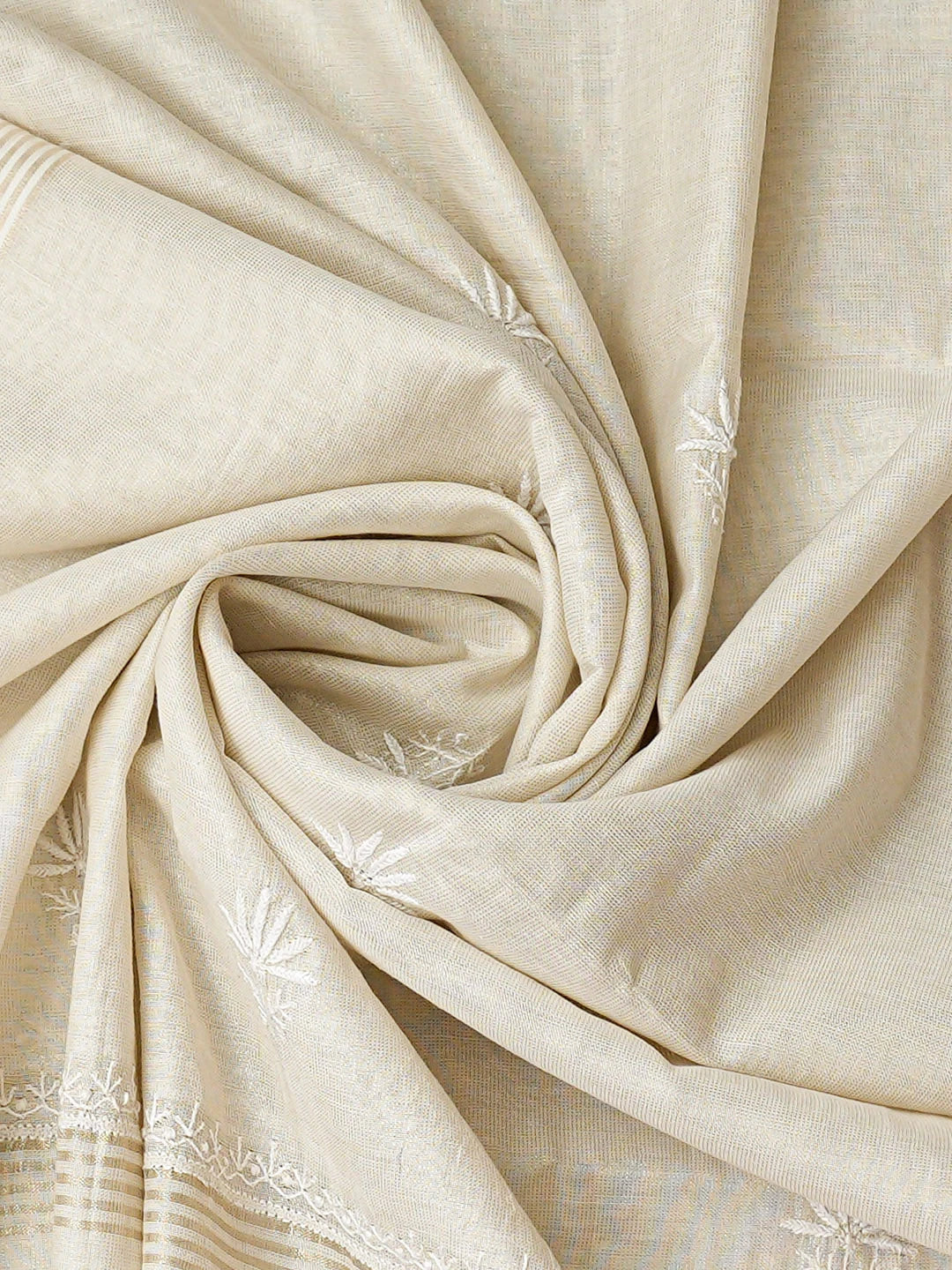 Ada Hand Embroidered Fawn Tissue Lucknowi Chikankari Unstitched Kurta Dupatta Set With Zari Taar Work 01A935241