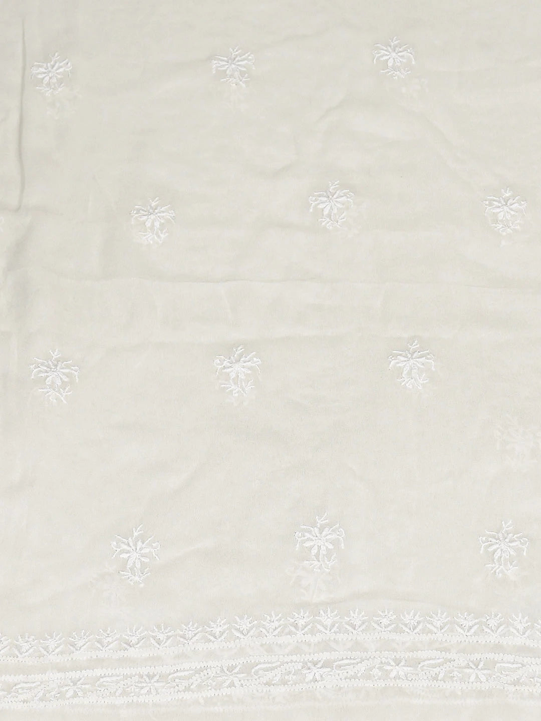 Ada Hand Embroidered White Pure Georgette Lucknowi Chikankari Unstitched Kurta Dupatta Set 01A907727