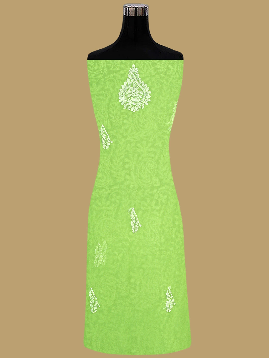Ada Hand Embroidered Green Georgette Lucknowi Chikankari Unstitched Suit Piece 01A907712