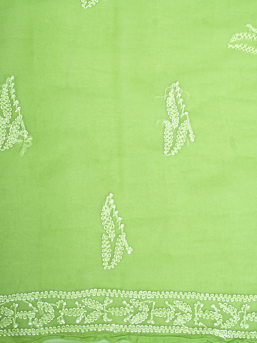Ada Hand Embroidered Green Georgette Lucknowi Chikankari Unstitched Suit Piece 01A907712