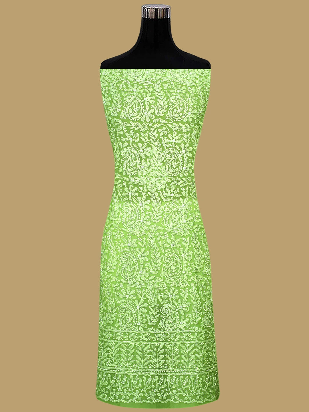 Ada Hand Embroidered Green Georgette Lucknowi Chikankari Unstitched Suit Piece 01A907712