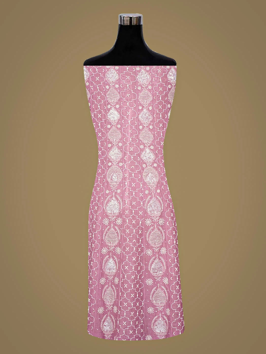 Ada Hand Embroidered Lavender Chanderi Lucknowi Chikankari Semi-Stitched Anarkali Kurta Dupatta Set With Cutdana Work 01A935277