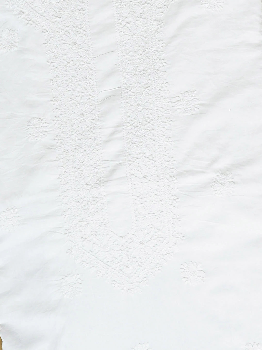 Ada Hand Embroidered White Cotton Lucknowi Chikankari Unstitched Men's Kurta 01A905776