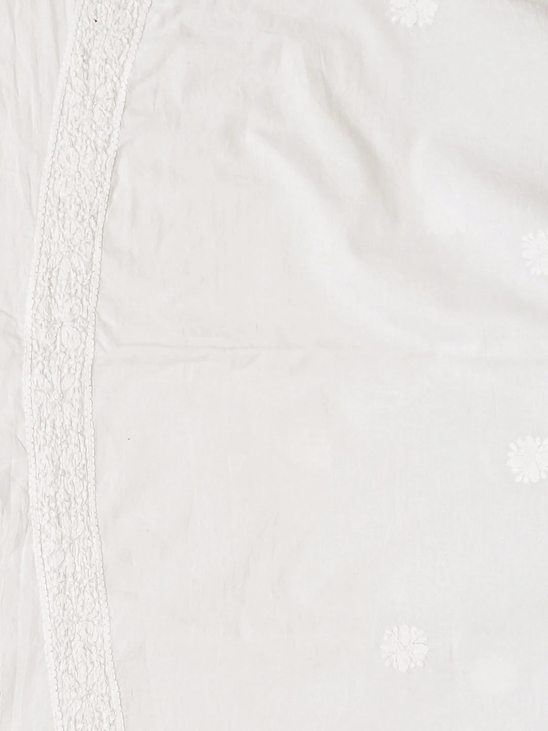 Ada Hand Embroidered White Cotton Lucknowi Chikankari Unstitched Men's Kurta 01A905776