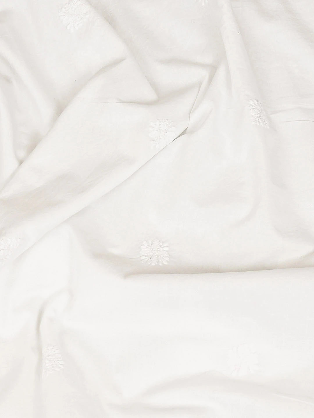 Ada Hand Embroidered White Cotton Lucknowi Chikankari Unstitched Men's Kurta 01A905776