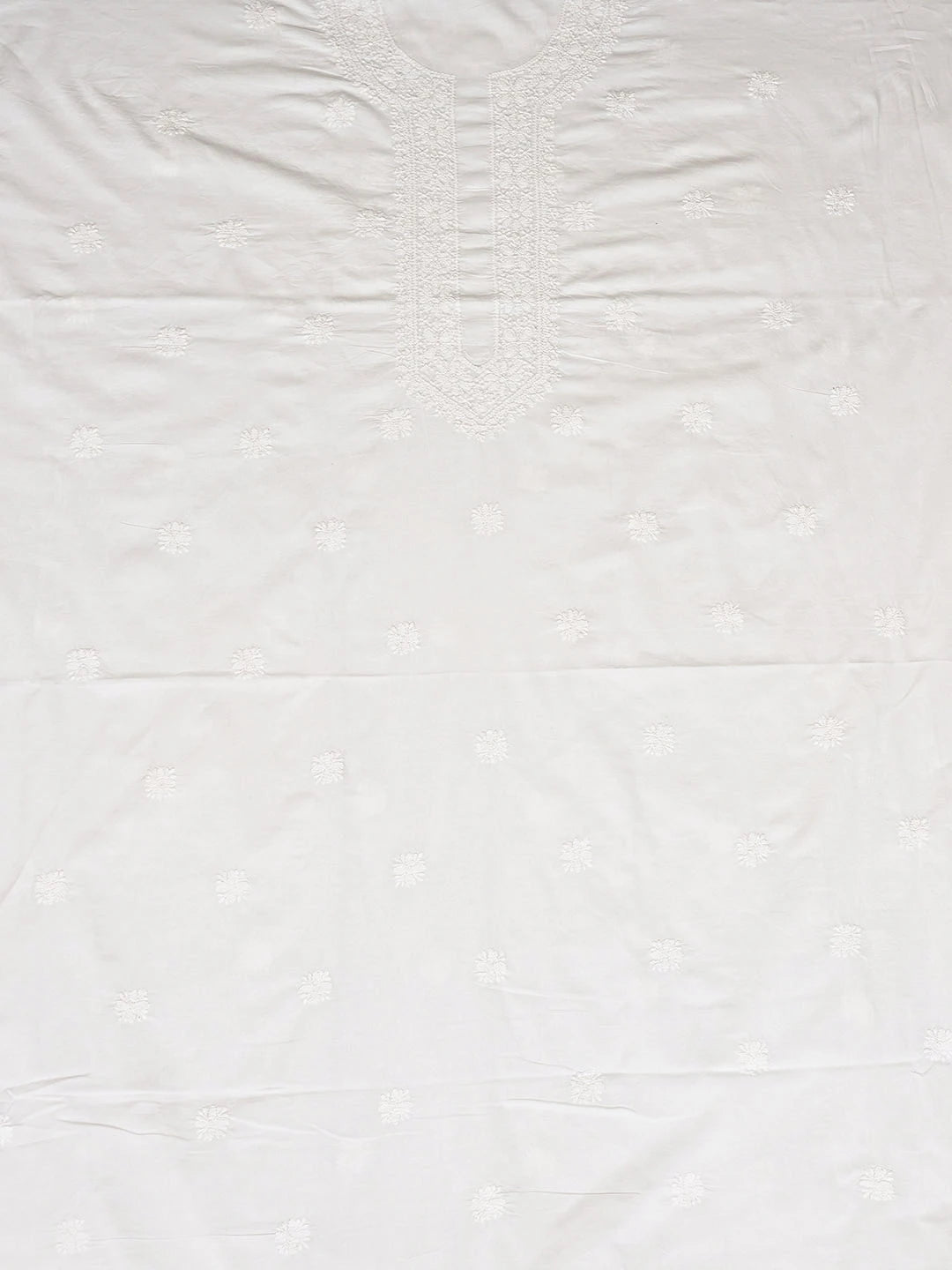 Ada Hand Embroidered White Cotton Lucknowi Chikankari Unstitched Men's Kurta 01A905776