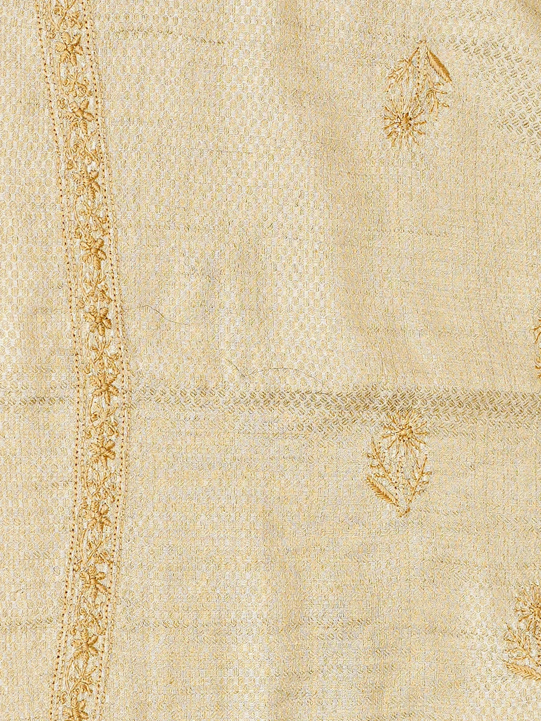 Ada Hand Embroidered Fawn Tissue Lucknowi Chikankari Unstitched Men's Kurta 01A913693