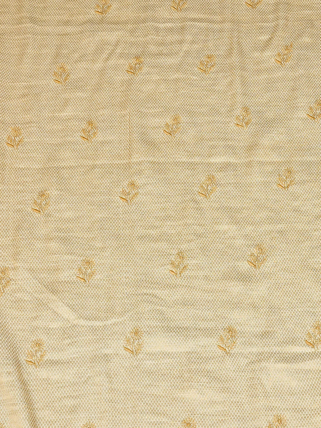 Ada Hand Embroidered Fawn Tissue Lucknowi Chikankari Unstitched Men's Kurta 01A913693