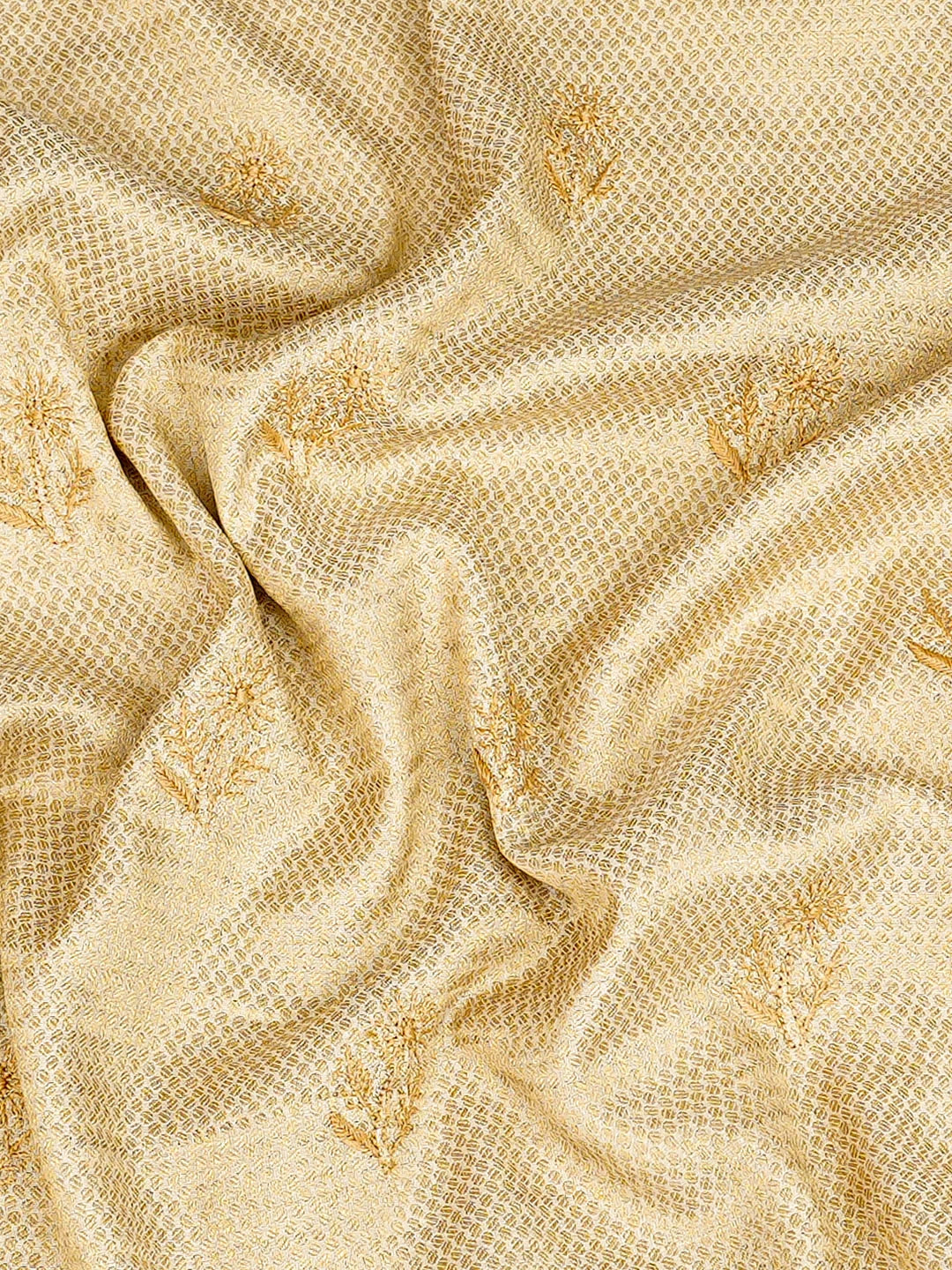 Ada Hand Embroidered Fawn Tissue Lucknowi Chikankari Unstitched Men's Kurta 01A913693