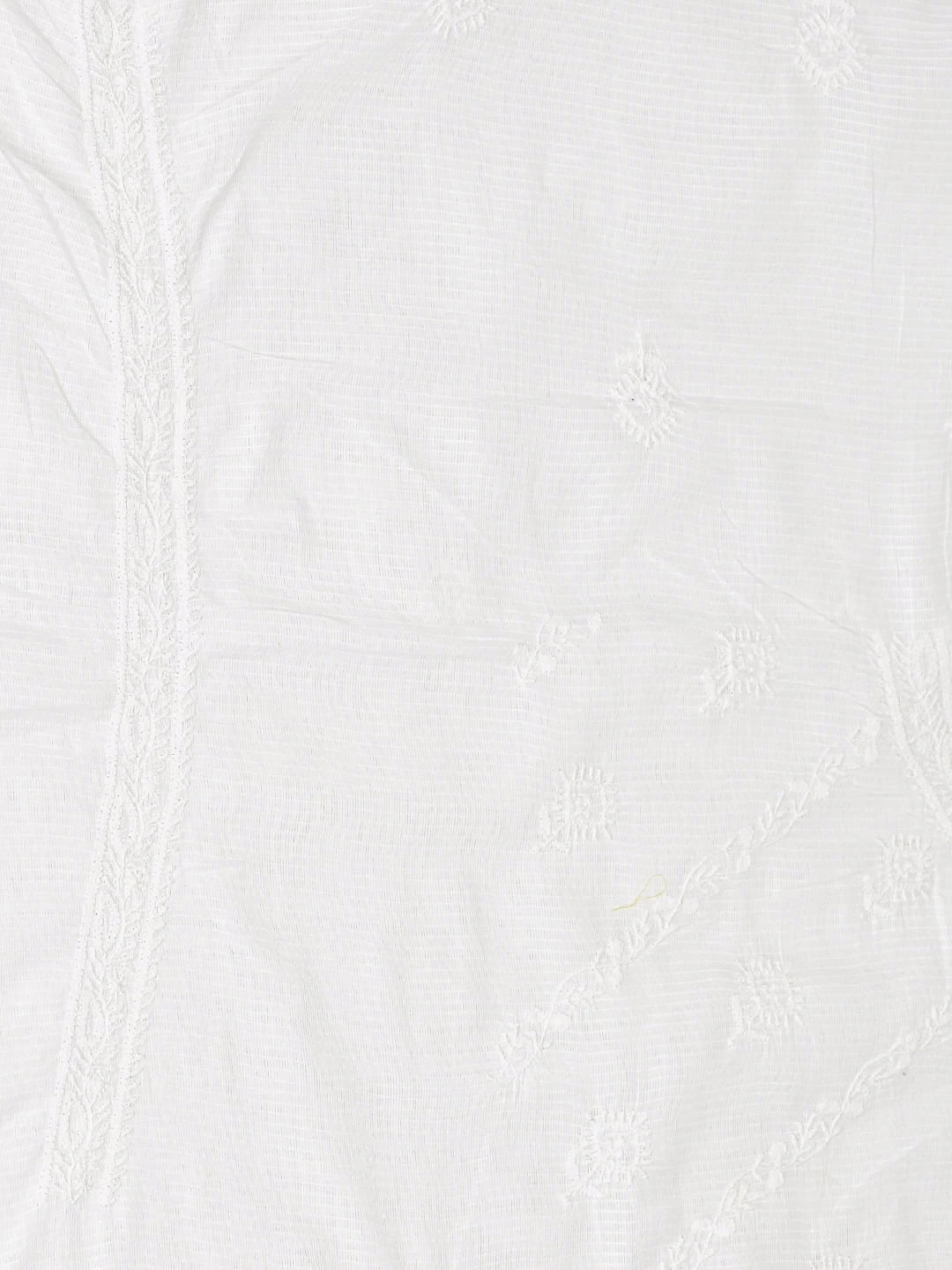 Ada Hand Embroidered White Cotton Lucknowi Chikankari Unstitched Men's Kurta 01A832308