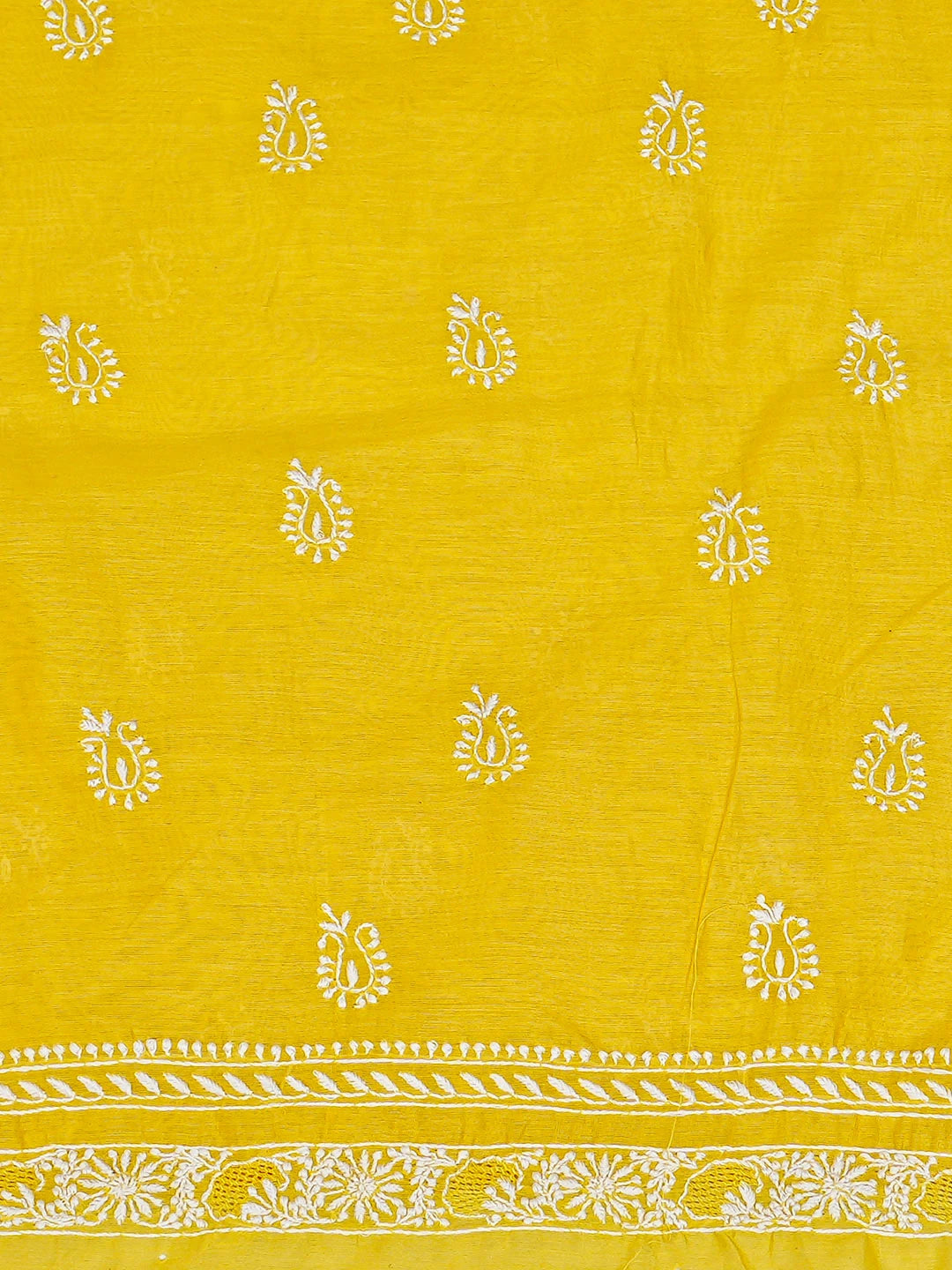 Ada Hand Embroidered Yellow Chanderi Lucknowi Chikankari Unstitched Men's Kurta 01A776231