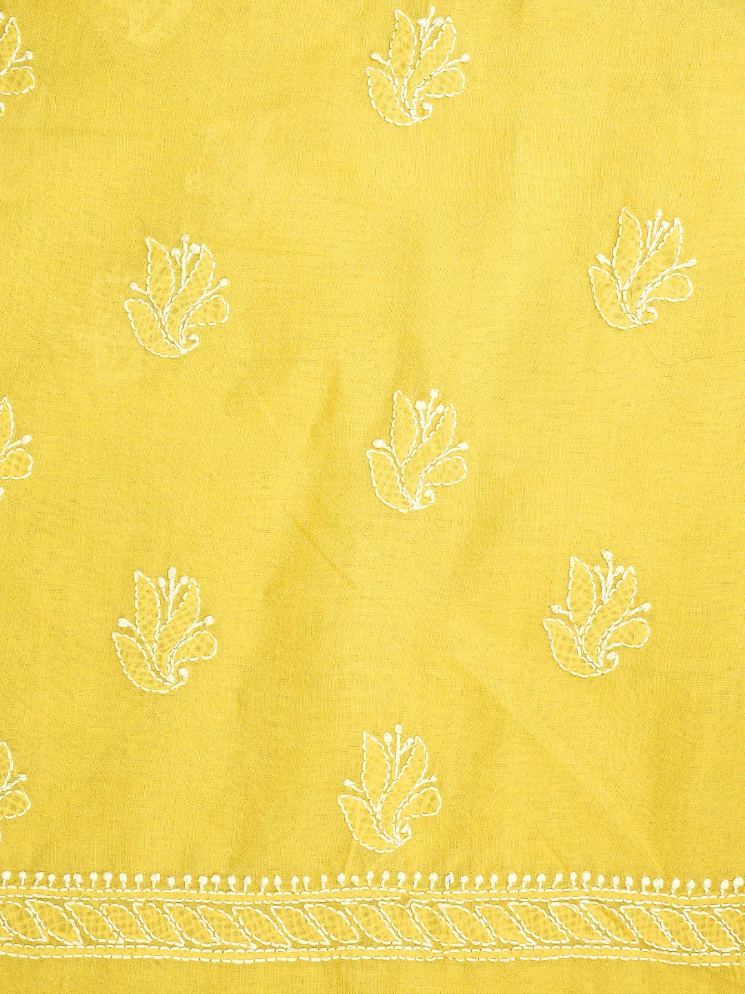 Ada Hand Embroidered Yellow Cotton Lucknowi Chikankari Unstitched Suit Piece 01A780198