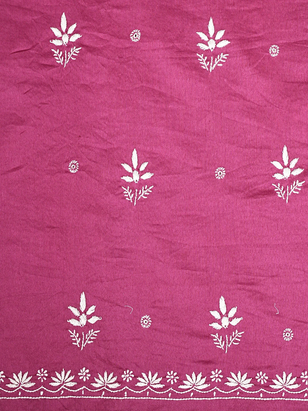 Ada Hand Embroidered Magenta Chanderi Lucknowi Chikankari Unstitched Suit Piece 01A805667