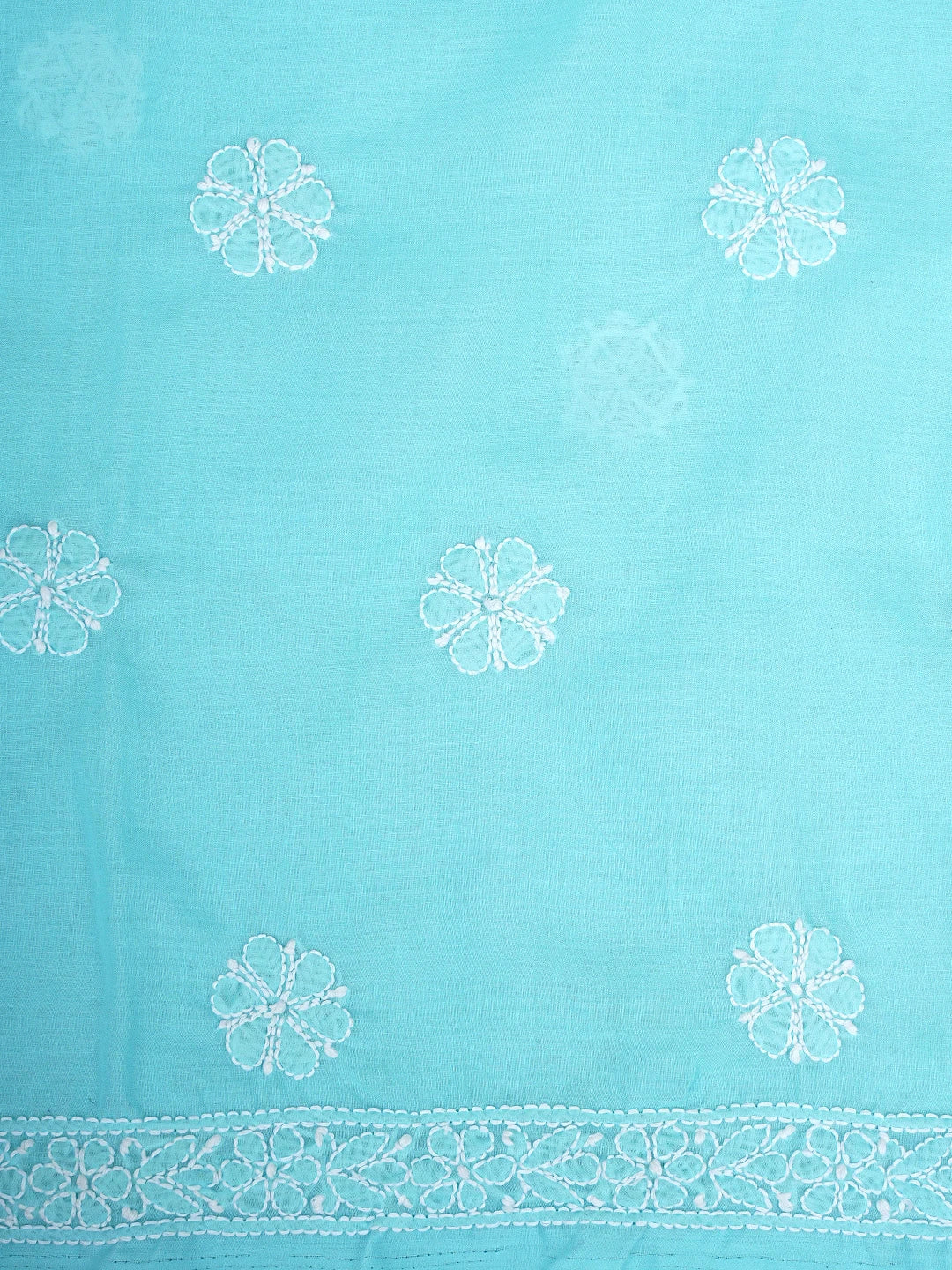 Ada Hand Embroidered Blue Cotton Lucknowi Chikankari Unstitched Suit Piece 01A637151
