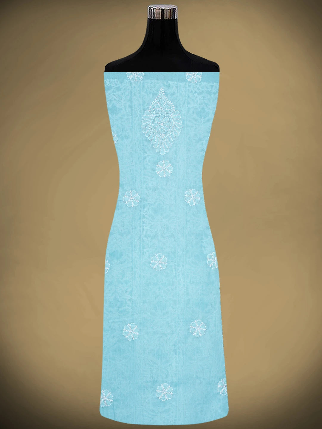 Ada Hand Embroidered Blue Cotton Lucknowi Chikankari Unstitched Suit Piece 01A637151