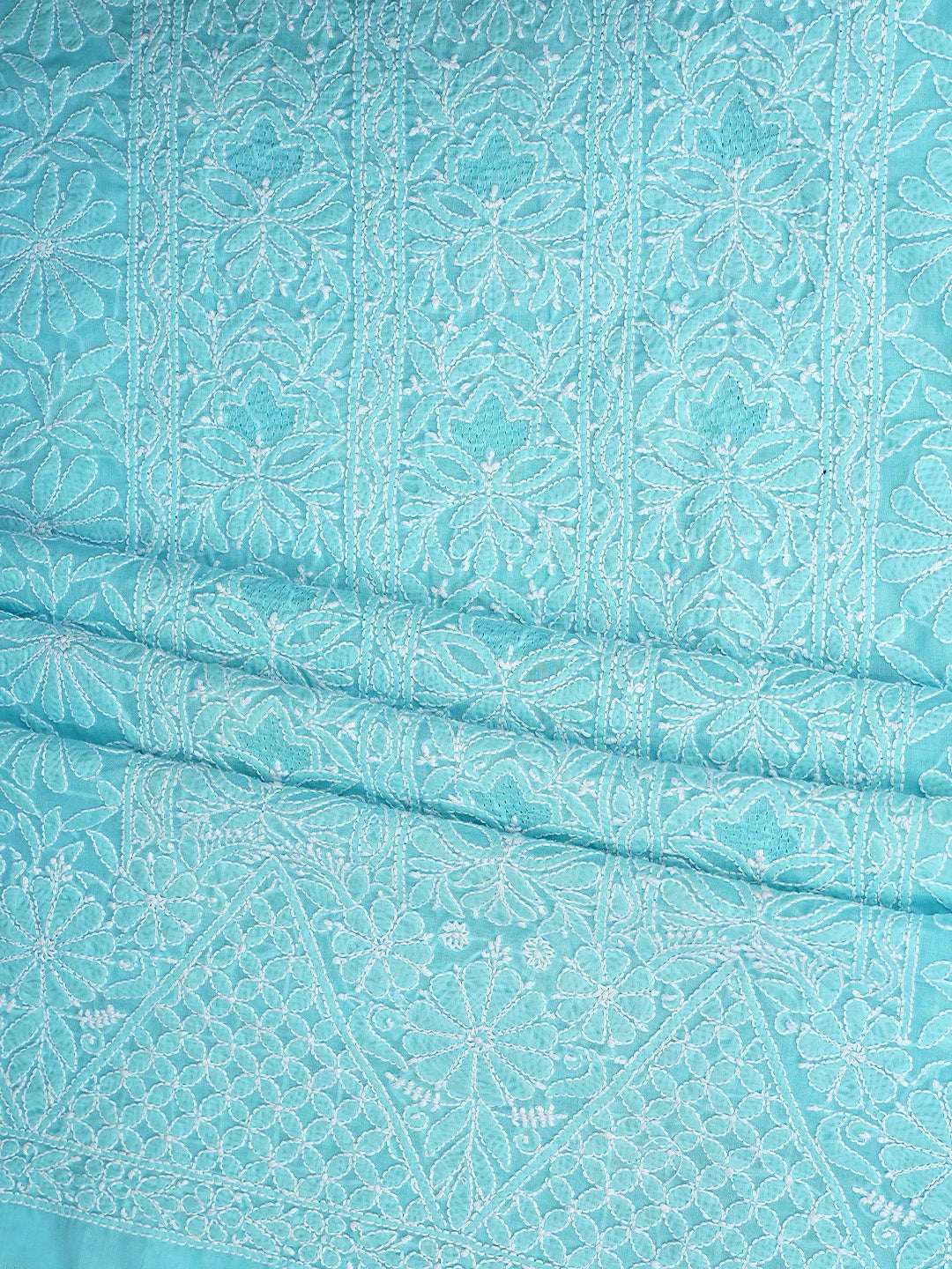 Ada Hand Embroidered Blue Cotton Lucknowi Chikankari Unstitched Suit Piece 01A637151