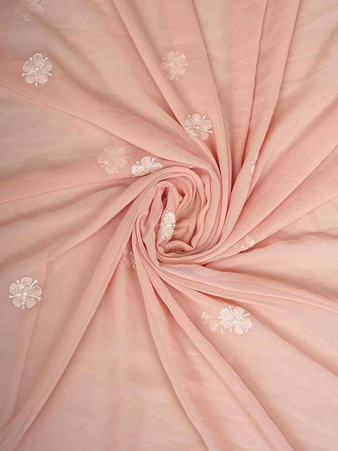 Ada Hand Embroidered Blushing Peach Georgette Lucknowi Chikankari Unstitched Suit Piece 01A835380