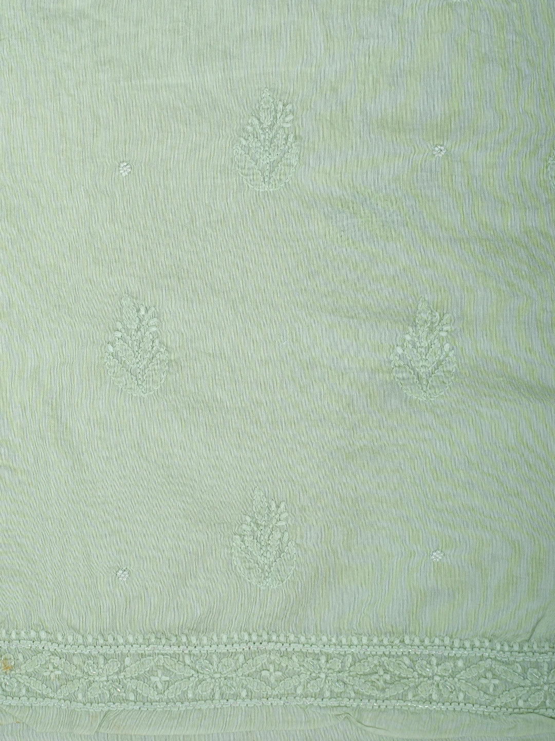 Ada Hand Embroidered Pastel Green Chanderi Lucknowi Chikankari Unstitched Suit Piece With Pearl Work 01A937519