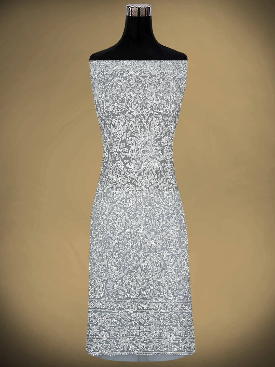 Ada Hand Embroidered Grey Georgette Lucknowi Chikankari Unstitched Suit Piece 01A907702