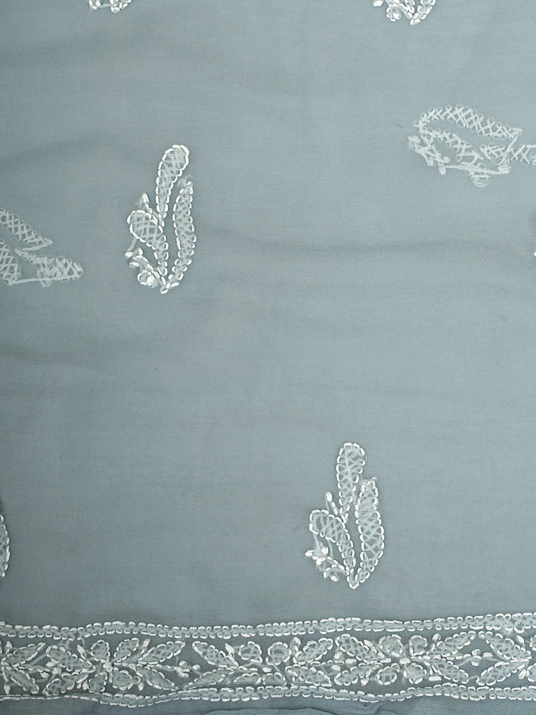 Ada Hand Embroidered Grey Georgette Lucknowi Chikankari Unstitched Suit Piece 01A907702