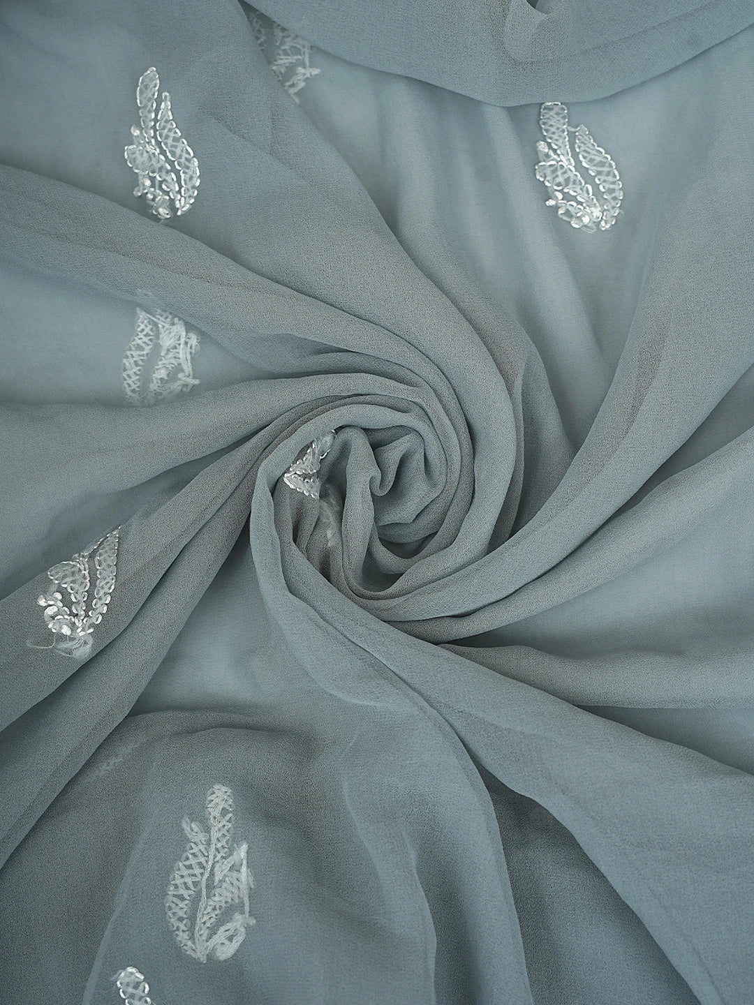 Ada Hand Embroidered Grey Georgette Lucknowi Chikankari Unstitched Suit Piece 01A907702