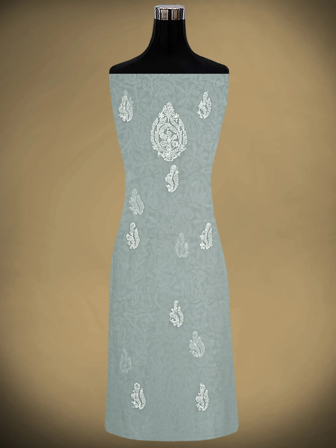 Ada Hand Embroidered Grey Georgette Lucknowi Chikankari Unstitched Suit Piece 01A907702