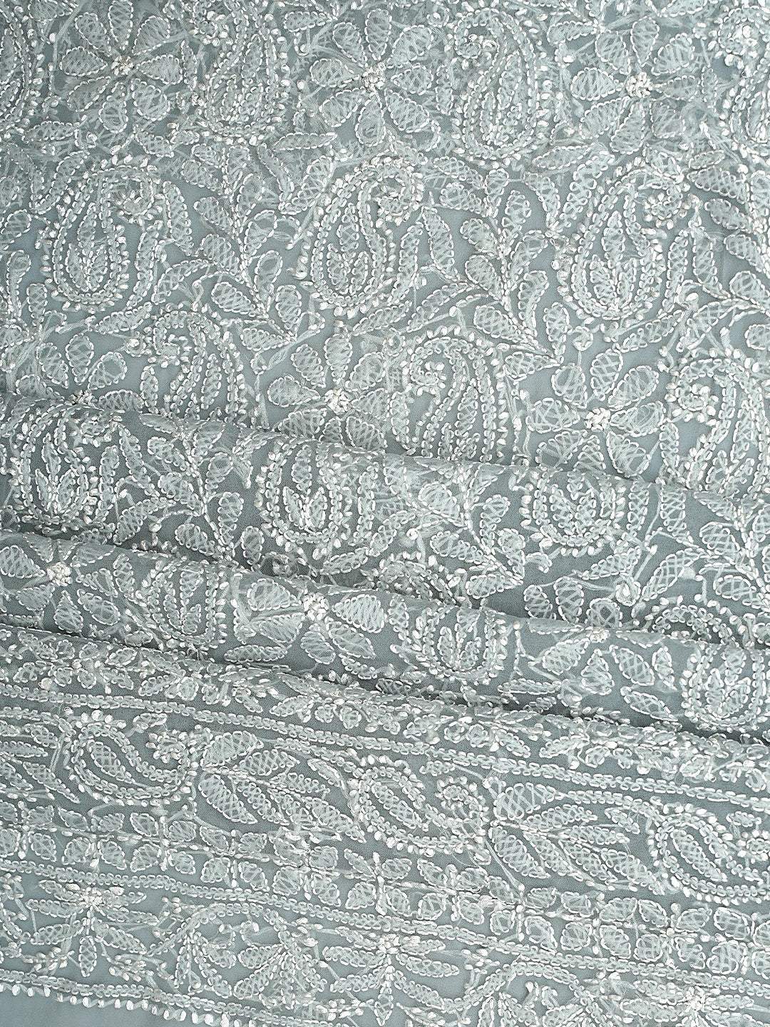 Ada Hand Embroidered Grey Georgette Lucknowi Chikankari Unstitched Suit Piece 01A907702