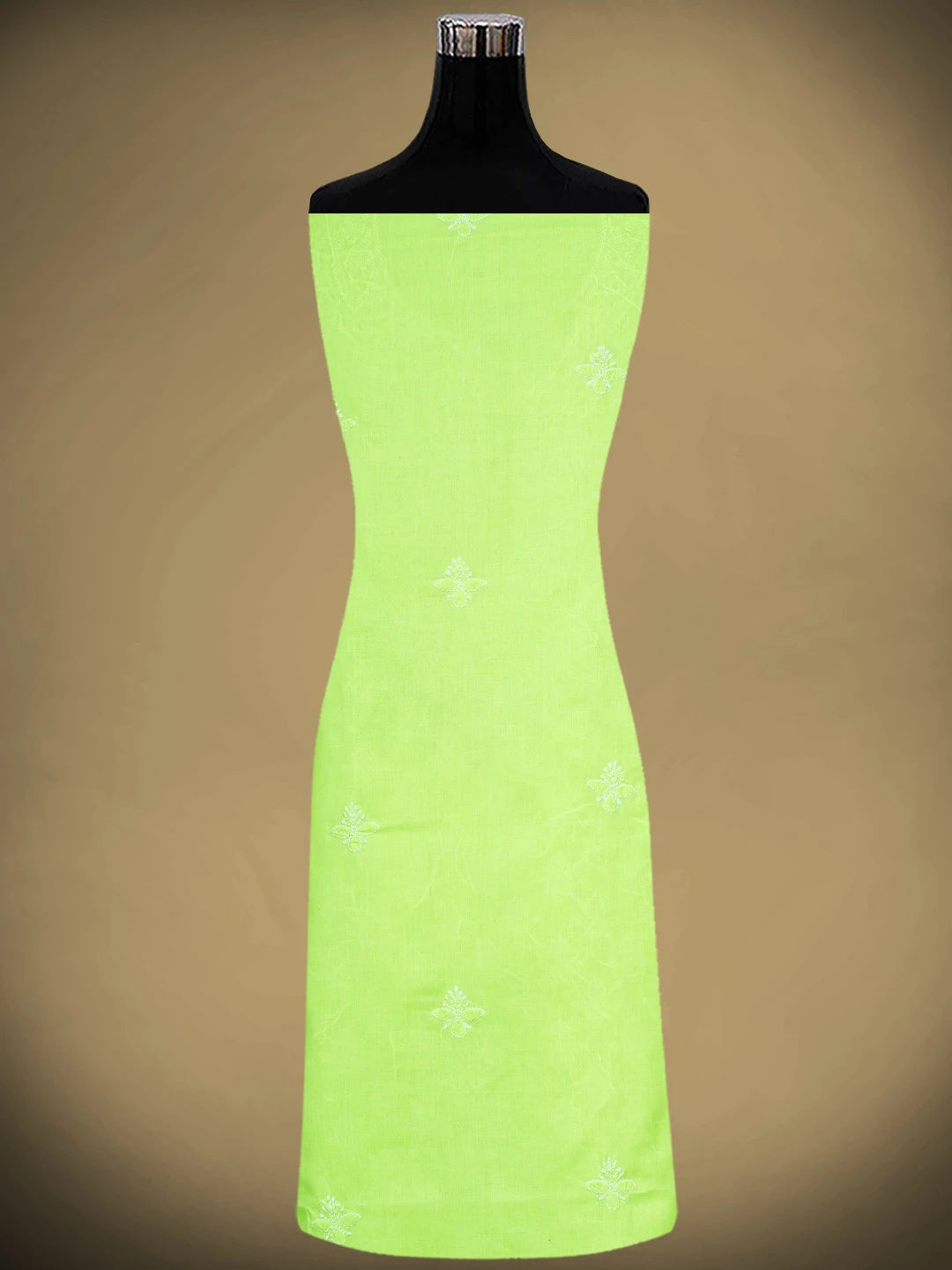 Ada Hand Embroidered Lime Green Cotton Lucknowi Chikankari Unstitched Suit Piece 01A867135