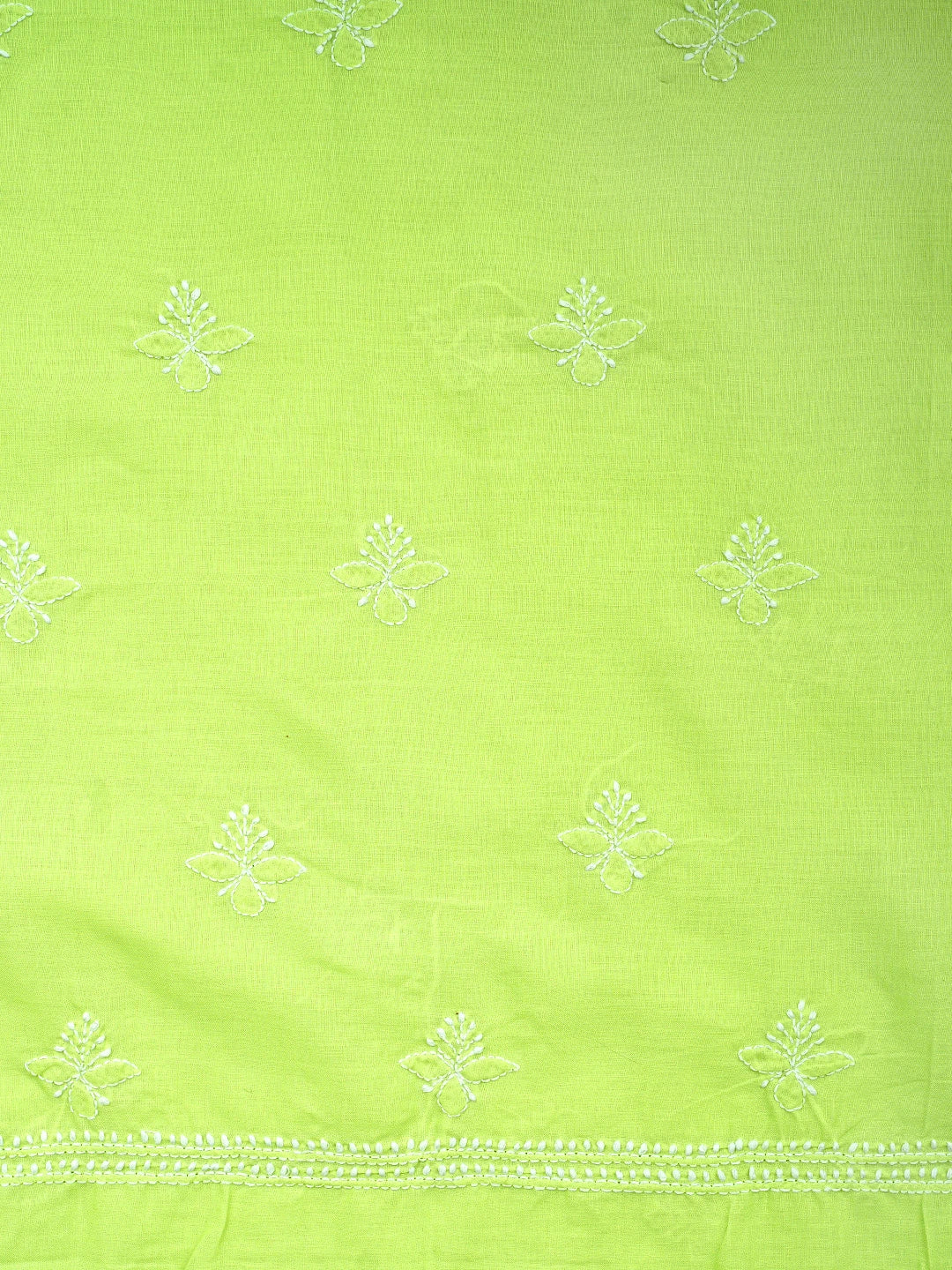 Ada Hand Embroidered Lime Green Cotton Lucknowi Chikankari Unstitched Suit Piece 01A867135