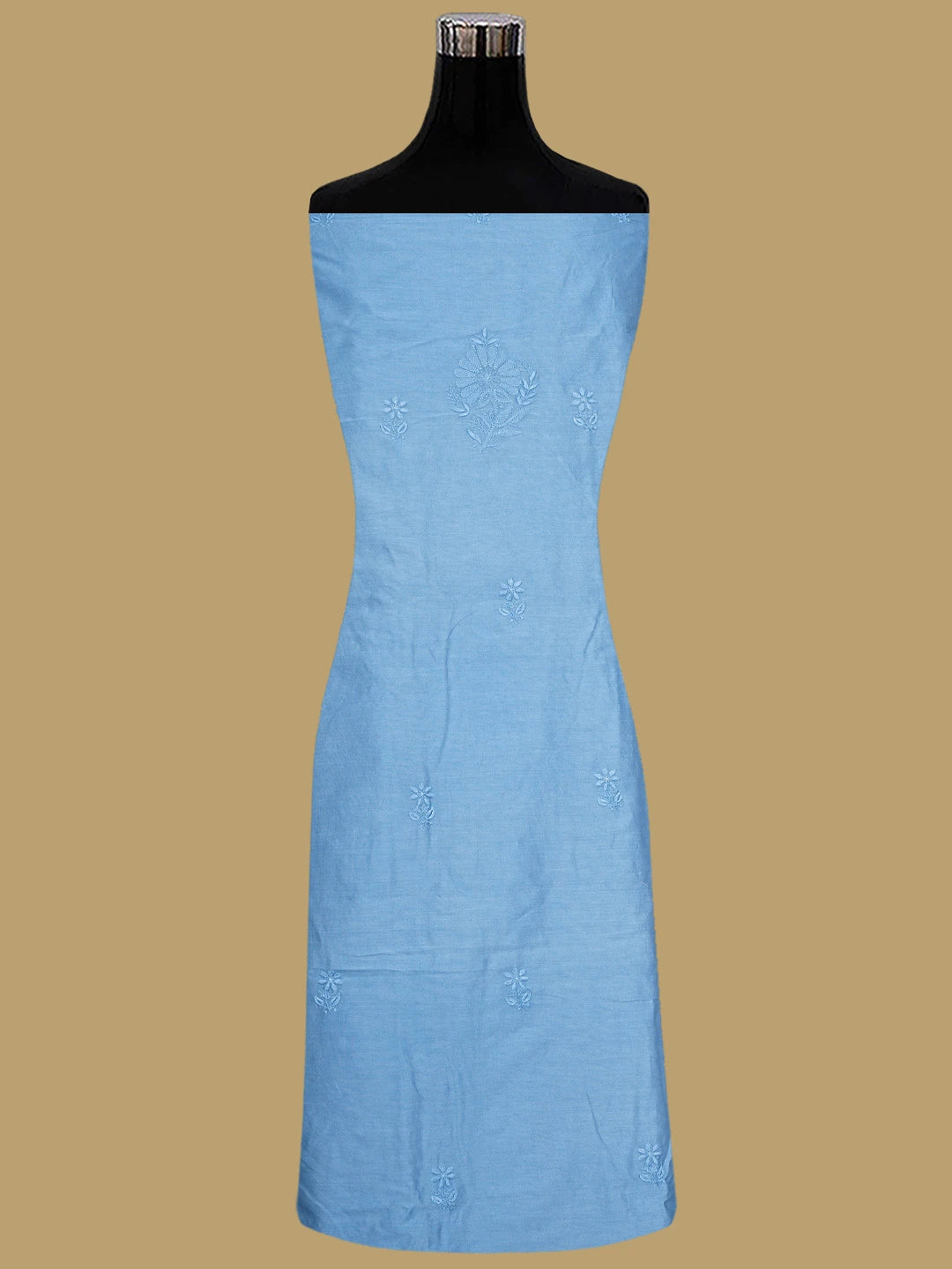 Ada Hand Embroidered Baby Blue Ice Chanderi Lucknowi Chikankari Unstitched Kurta Dupatta Set 01A932532