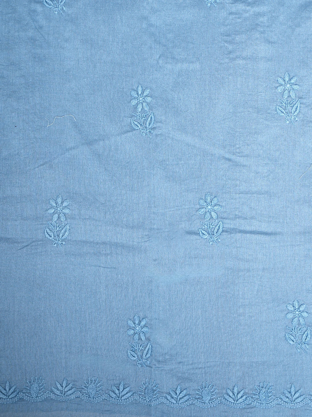 Ada Hand Embroidered Baby Blue Ice Chanderi Lucknowi Chikankari Unstitched Kurta Dupatta Set 01A932532