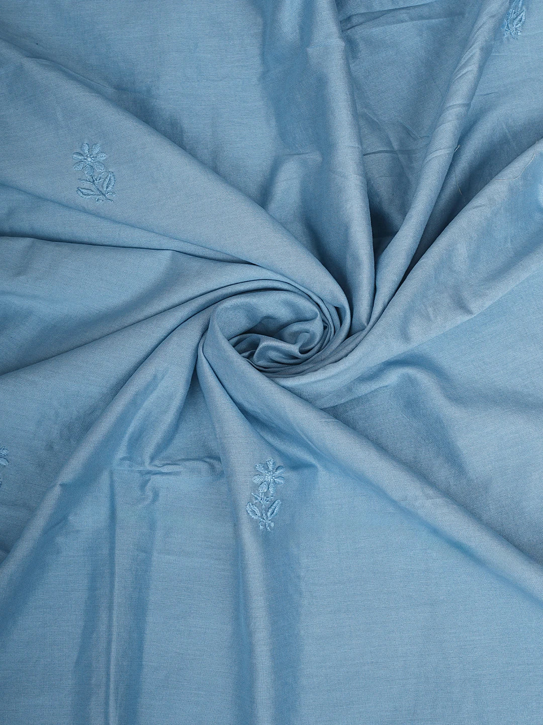Ada Hand Embroidered Baby Blue Ice Chanderi Lucknowi Chikankari Unstitched Kurta Dupatta Set 01A932532