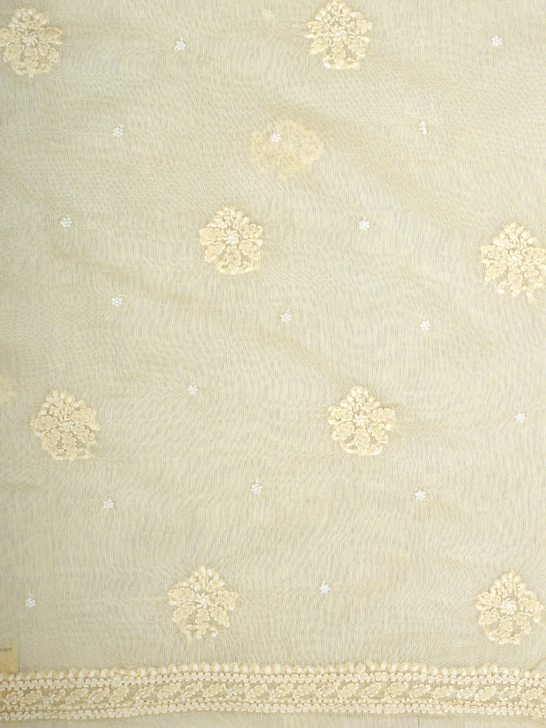 Ada Hand Embroidered Beige Chanderi Lucknowi Chikankari Unstitched Suit Piece With Cutdana Work 01A937520