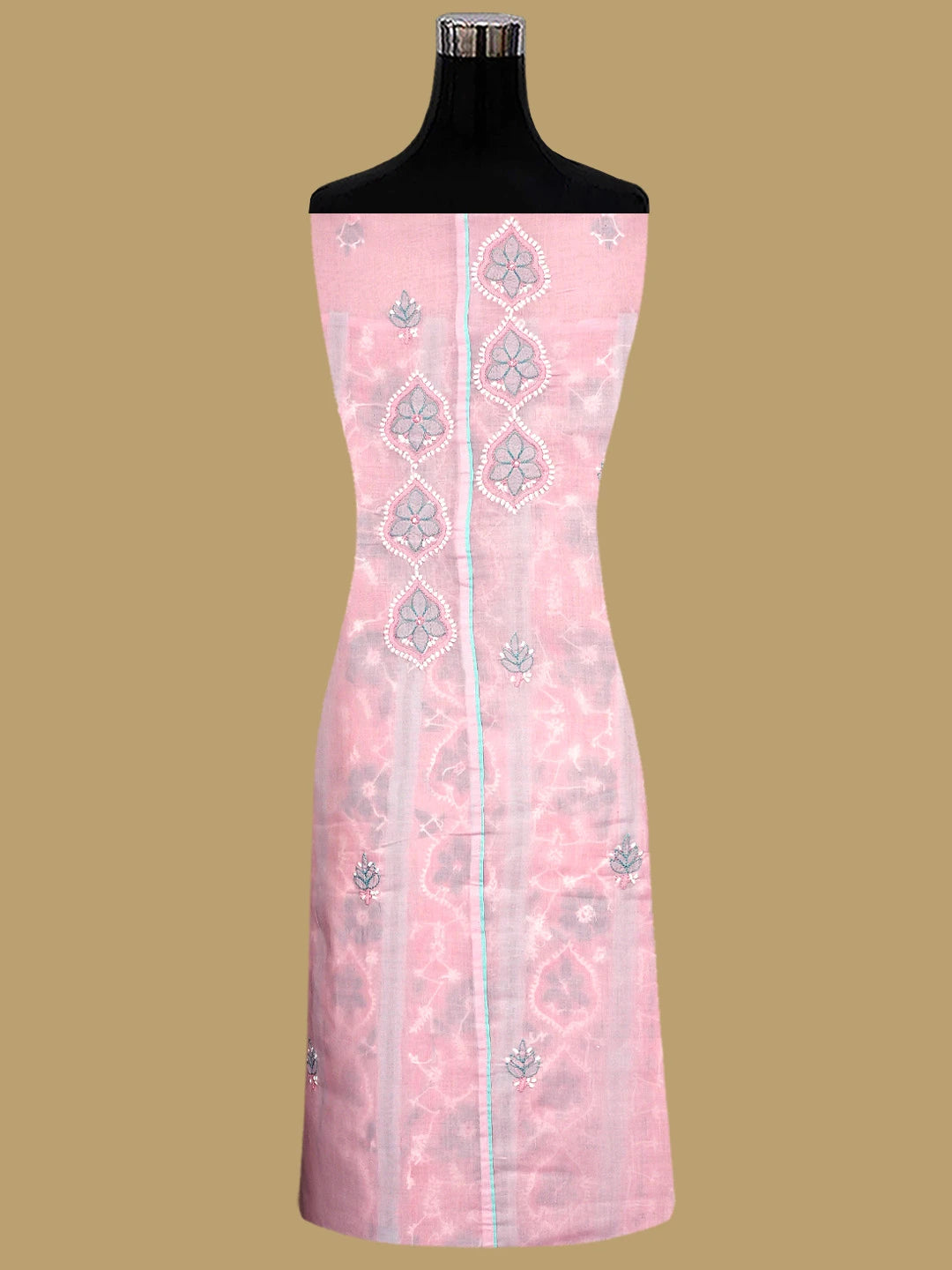 Ada Hand Embroidered Pink Cotton Lucknowi Chikankari Unstitched Suit Piece 01A821865