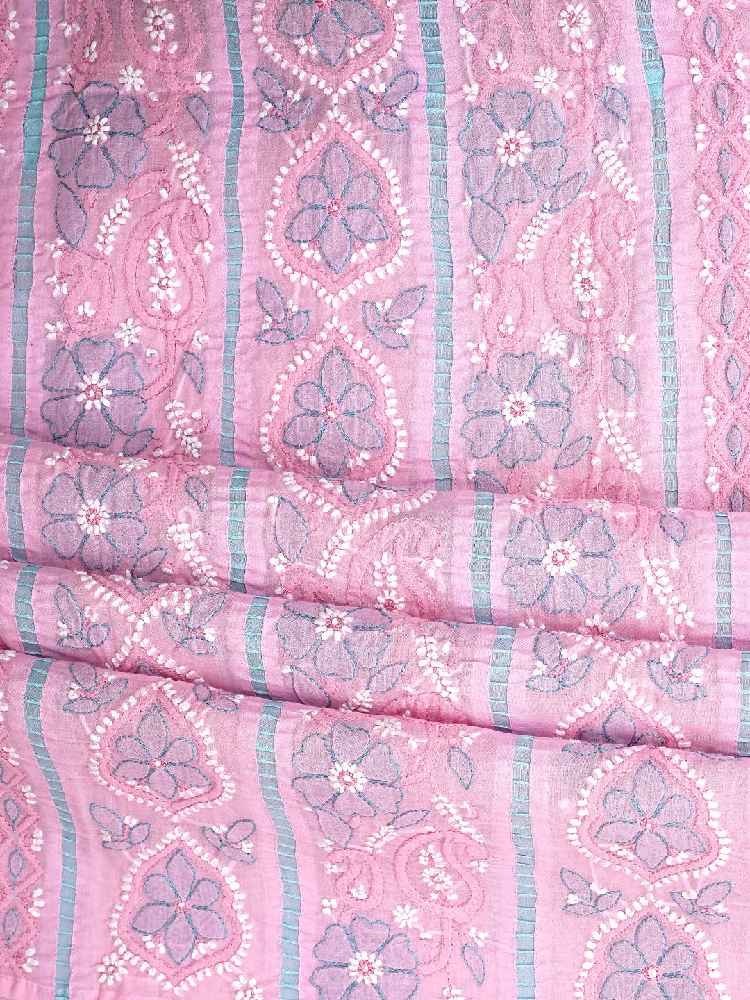 Ada Hand Embroidered Pink Cotton Lucknowi Chikankari Unstitched Suit Piece 01A821865