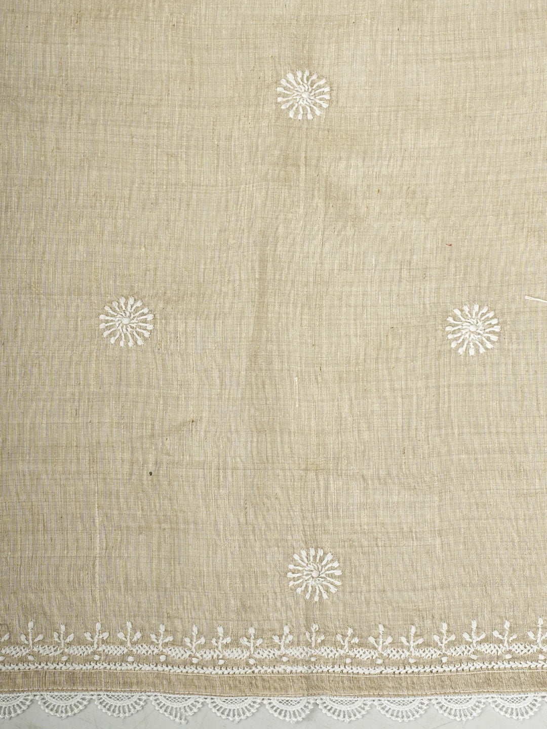 Ada Hand Embroidered Fawn Khadi Chanderi Lucknowi Chikankari Semi-Stitched Kurta Dupatta Set 01A937459