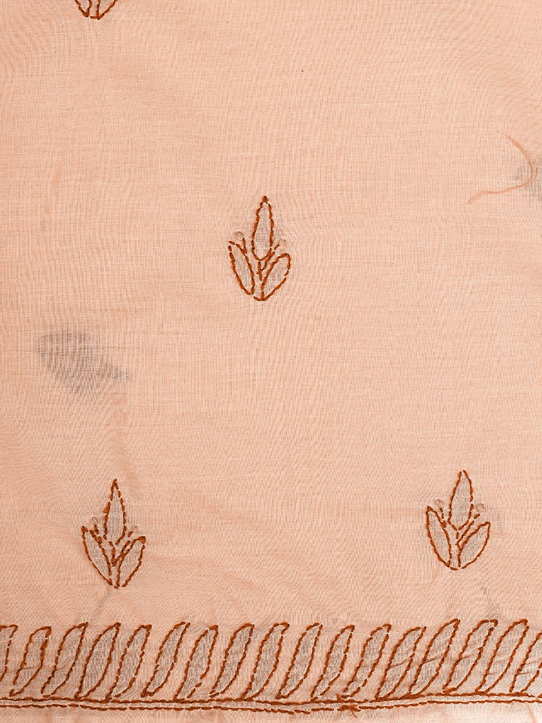 Ada Hand Embroidered Light Salmon Peach Cotton Lucknowi Chikankari Unstitched Suit Piece 01A905078