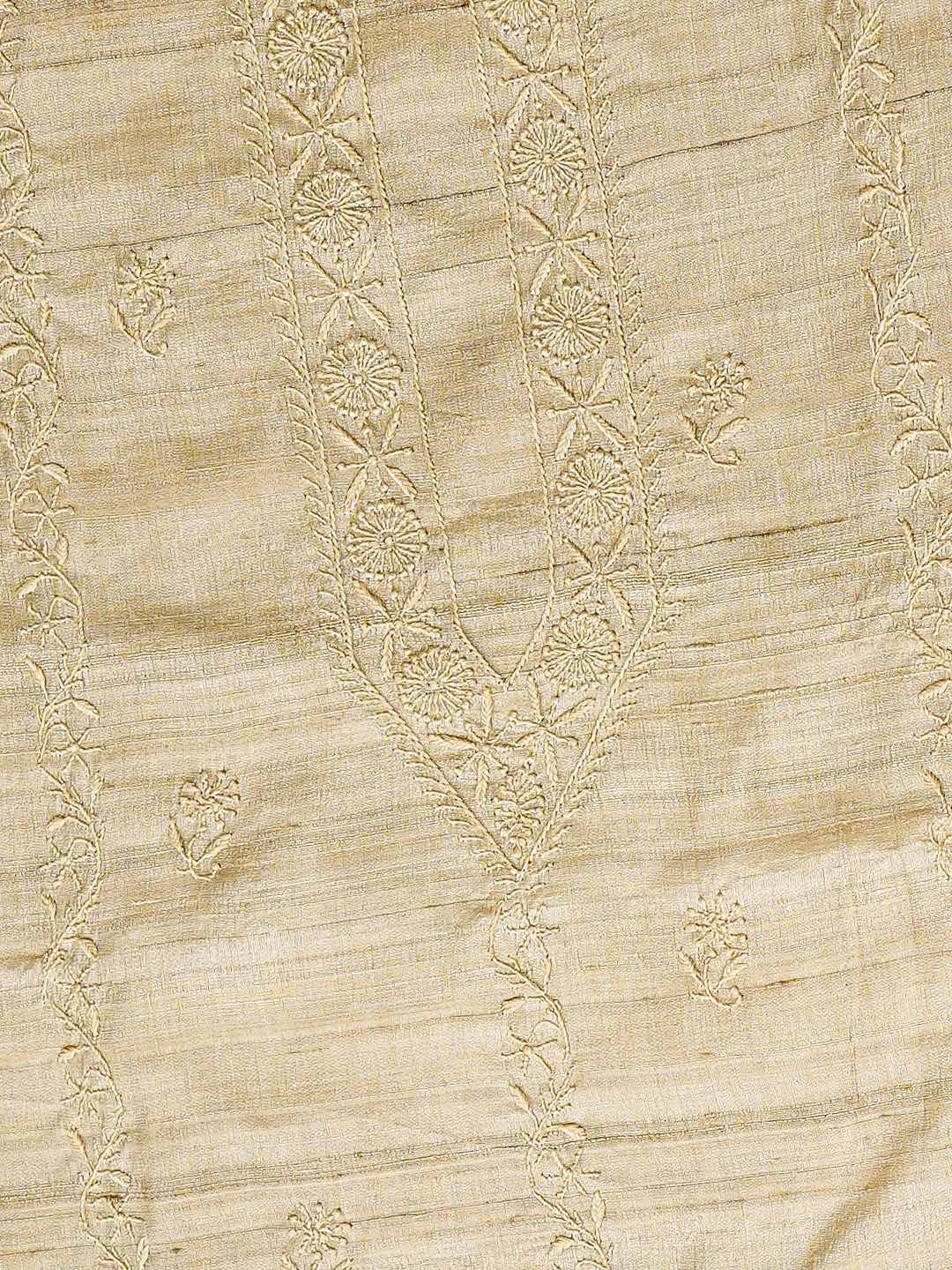 Ada Hand Embroidered Fawn Tussar Silk Lucknowi Chikankari Unstitched Men's Kurta 01A903303