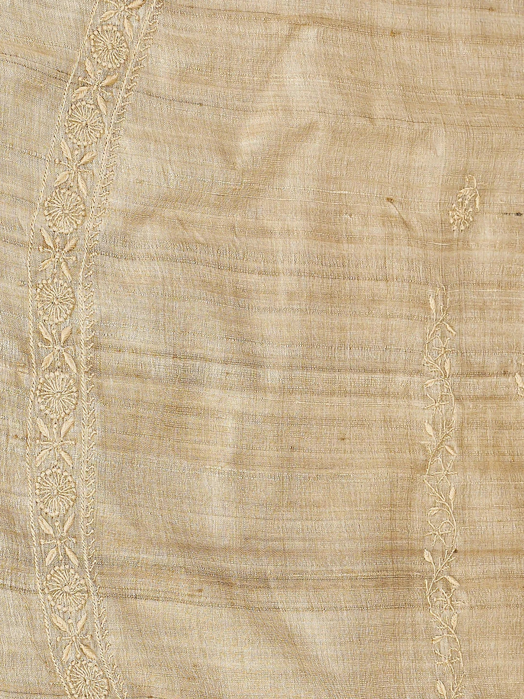 Ada Hand Embroidered Fawn Tussar Silk Lucknowi Chikankari Unstitched Men's Kurta 01A903303